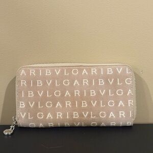 BVLGARI Logo Canvas Zip Wallet